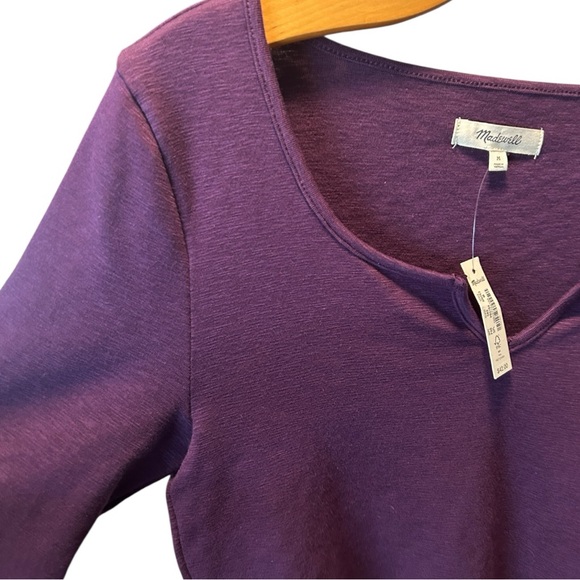 NWT Madewell Splitneck Long Sleeve Shirt Cropped Top Purple Heather Size Medium - Picture 8 of 11
